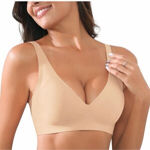 GAPBody Everyday Wireless Bra Soft Microfiber Seamless/Tagless Tan Bra 32D. NWT